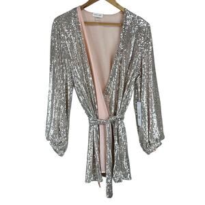 Ronny Kobo Lauper Wrap Mini Dress Gold Women's Size Medium New With Tags